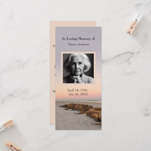 Sunset  Funeral Memorial Service Bookmark Card