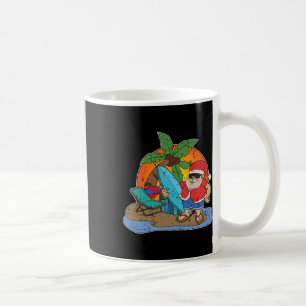 Sunset Funny Santa Claus Surfer Hawaiian Christmas Coffee Mug