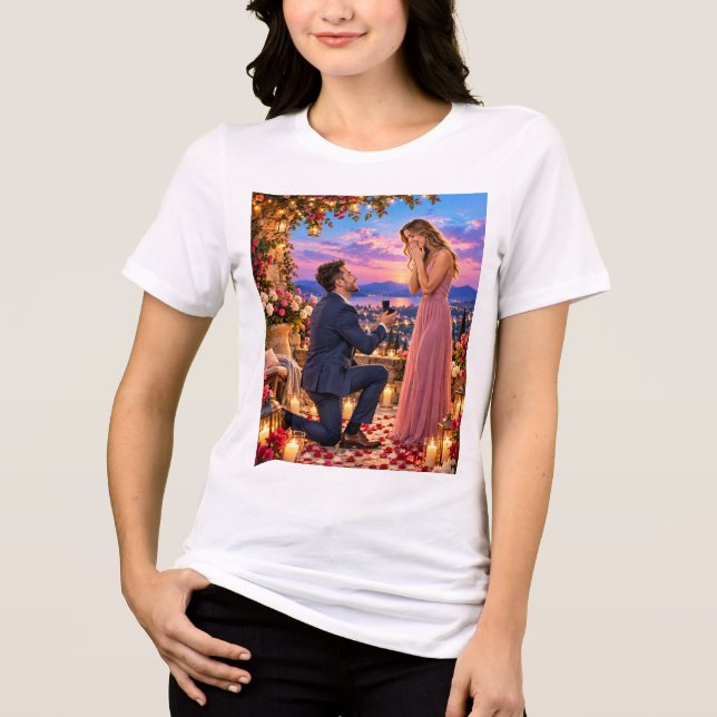 Sunset Garden Proposal Tri-Blend Shirt (Front)