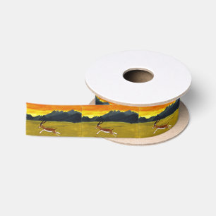 Sunset Gazelle Desert Satin Ribbon