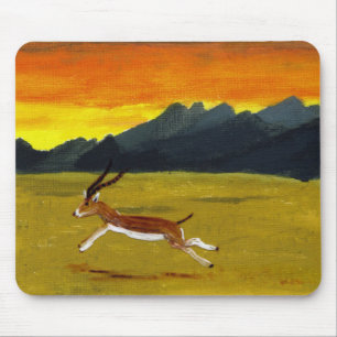 Sunset Gazelle wildlife art Mouse Mat