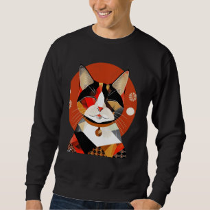 Sunset Geometry Kitten Lover Japanese Art Cute Cat Sweatshirt