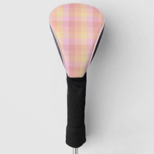 Sunset Gingham Check in Pink, Yellow, and Red Cas Golf Head Cover