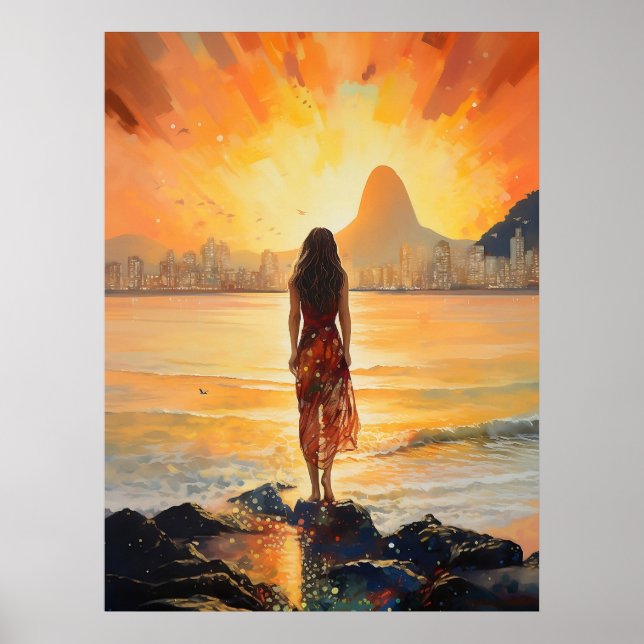 Sunset girl, Rio de janeiro, Woman, Romantic Poster (Front)