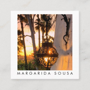 Sunset Glow Garden Photo Travel Tourism Spain Square Business Card