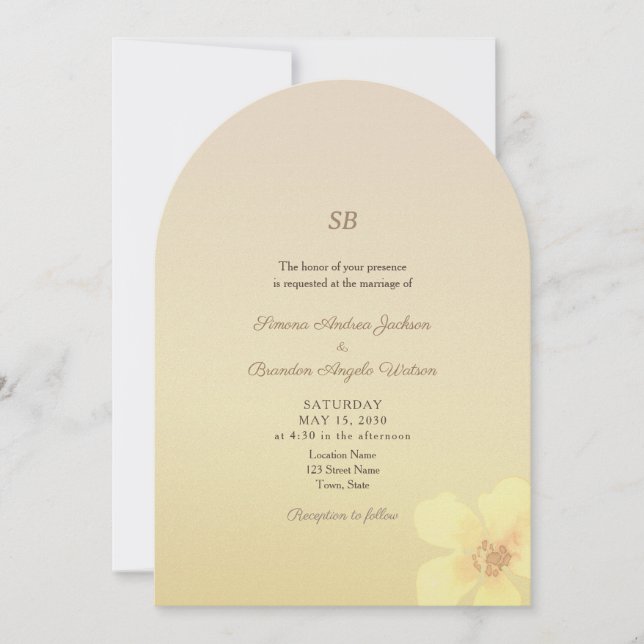 Sunset Glow Monogram QR Wedding Invitation (Front)