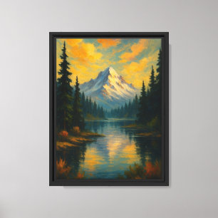 Sunset Glow over Snowy Peak Canvas Art Print