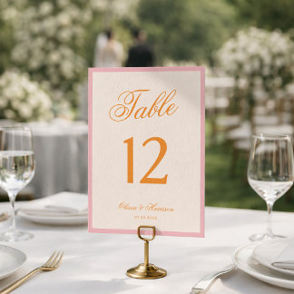 Sunset Glow Pink Orange Aesthetic Table Number