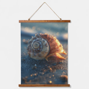 Sunset Glow Seashell Coastal Closeup Art Hanging Tapestry