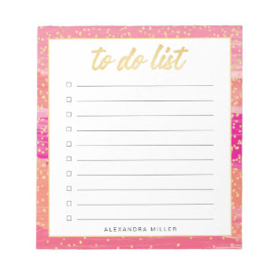 Sunset Gold Confetti To Do List Name Notepad