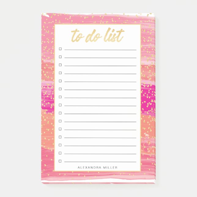 Sunset Gold Confetti To Do List Name Notes (Front)