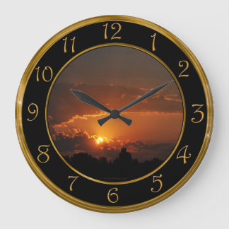 Sunset Golden Rays Large Clock