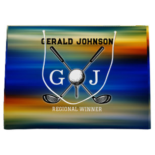 Sunset Golf Monogram Design Large Gift Bag