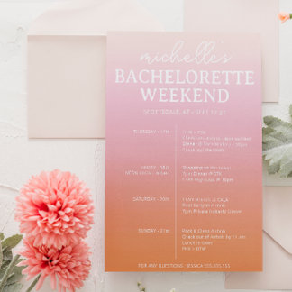 Sunset Gradient Bachelorette Agenda Itinerary Save The Date