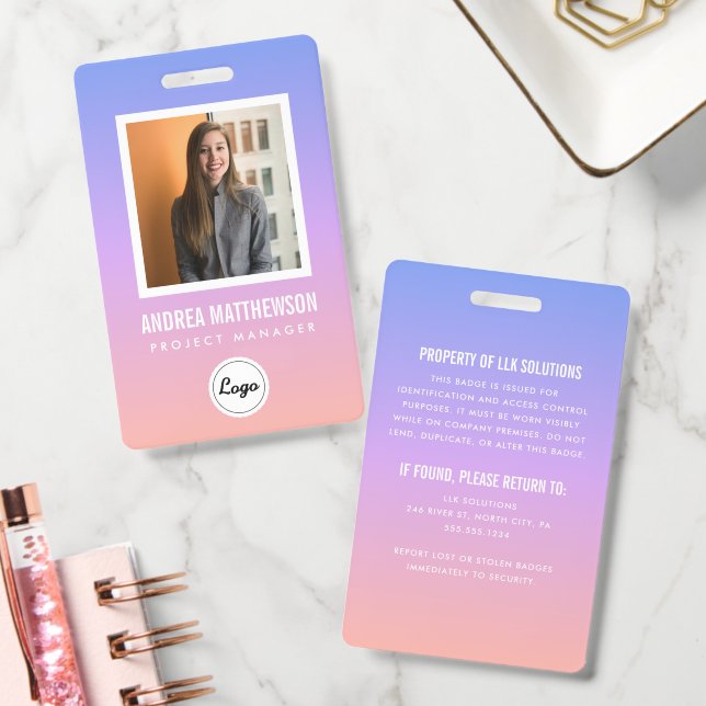 Sunset Gradient Employee  ID Badge (Office)