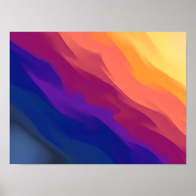 Sunset Gradient Layered Waves Abstract Poster (Front)