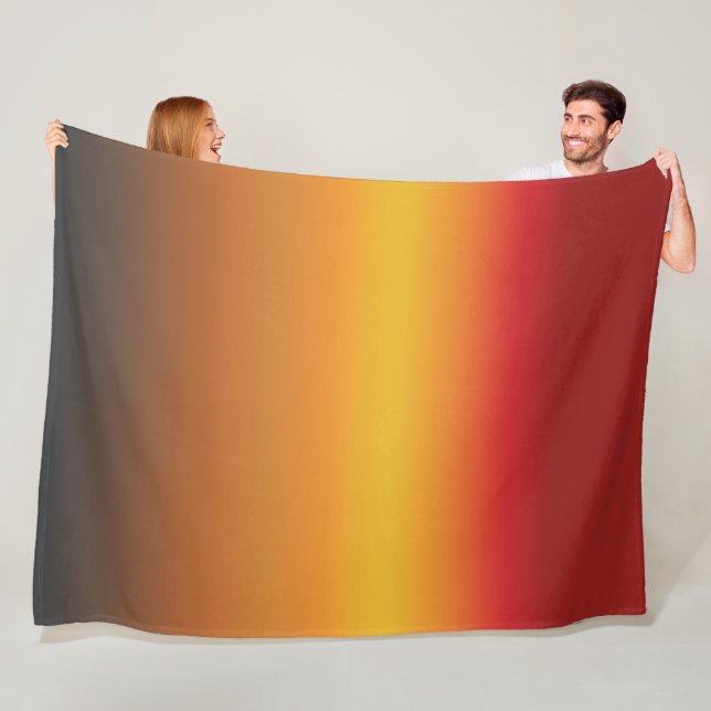 Sunset Gradient Vibrant Red Orange Yellow Ombre Fleece Blanket (In Situ)