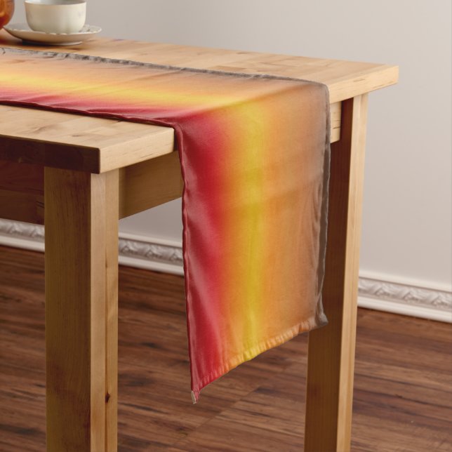 Sunset Gradient Vibrant Red Orange Yellow Ombre Short Table Runner (In Situ)