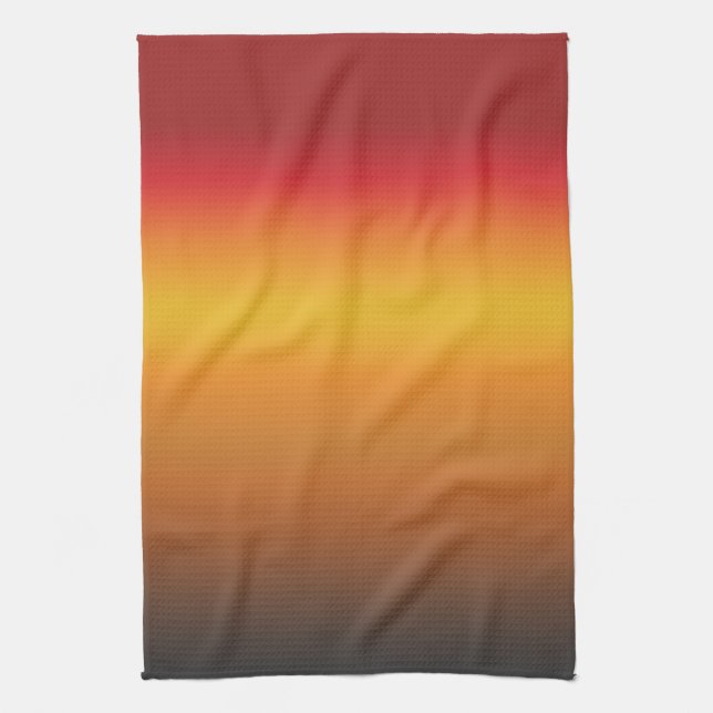 Sunset Gradient Vibrant Red Orange Yellow Ombre Tea Towel (Vertical)