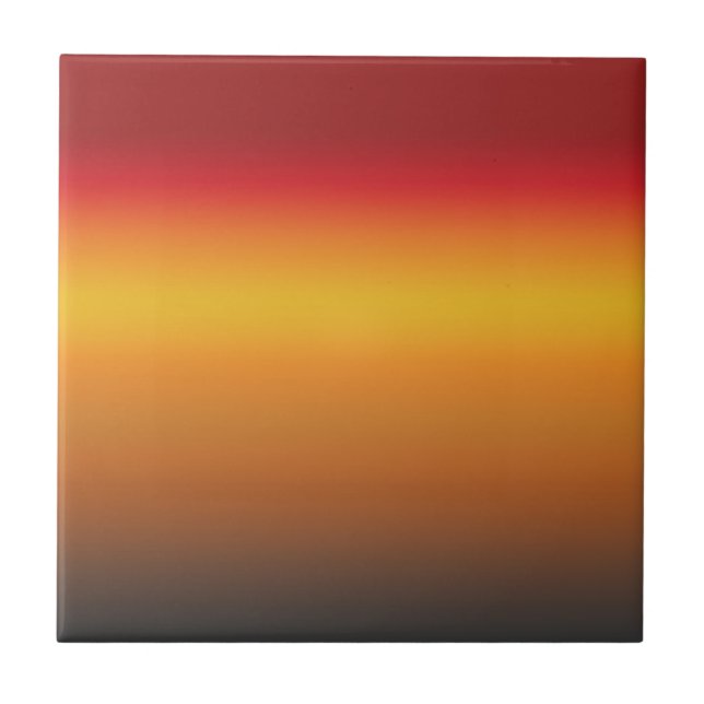 Sunset Gradient Vibrant Red Orange Yellow Ombre Tile (Front)
