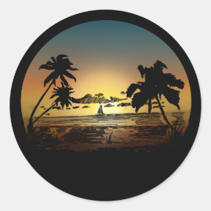 Sunset Graduation Classic Round Sticker