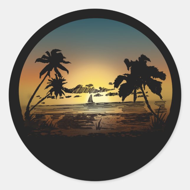 Sunset Graduation  Classic Round Sticker (Front)