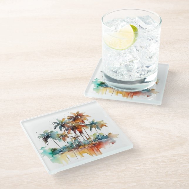Sunset Grove Glass Coaster (Angled)