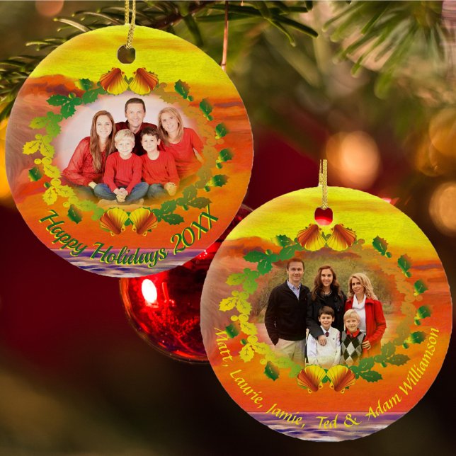 Sunset Happy Holidays 2443 Ceramic Tree Decoration (Creator Uploaded)