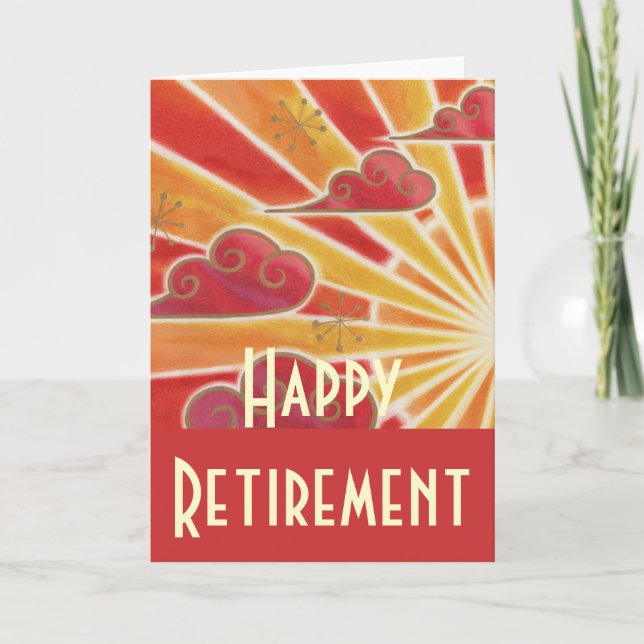 Sunset 'Happy Retirement' card (Front)