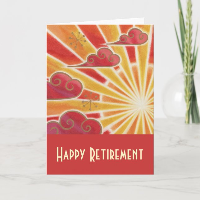 Sunset 'Happy Retirement' card red (Front)