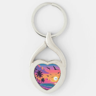 Sunset Heart Keychain
