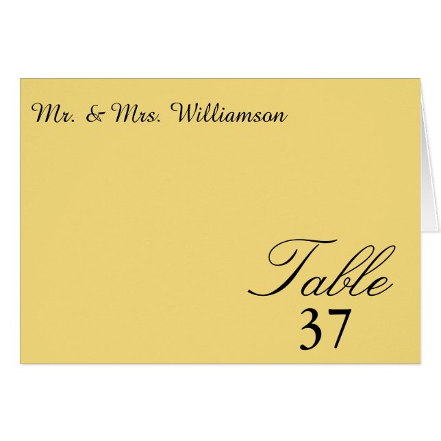Sunset Heart Mellow Yellow Wedding Table Cards (Front Horizontal)