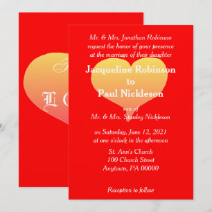 Sunset Heart Red Wedding Invitation