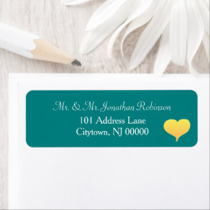 Sunset Heart Teal Green White Wedding