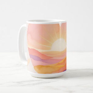 Sunset Heart Watercolor Serenity Coffee Mug