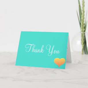 Sunset Hearts Turquoise Wedding Thank You Cards