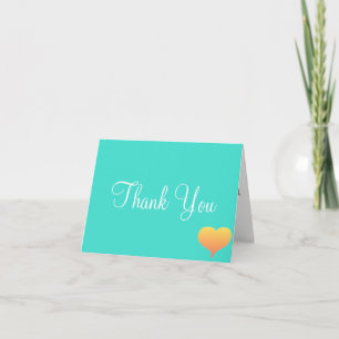 Sunset Hearts Turquoise Wedding Thank You Cards