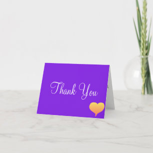 Sunset Hearts Violet Monogram Wedding Thank You Card