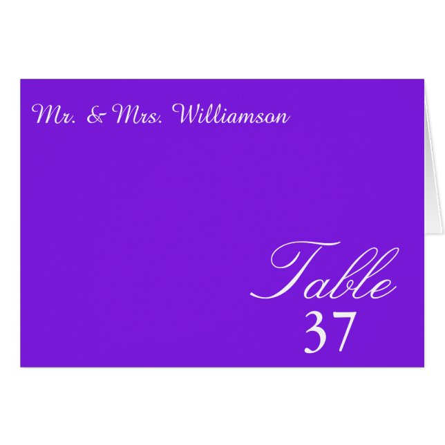 Sunset Hearts Violet Wedding Table Card (Front Horizontal)