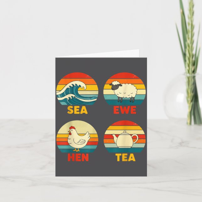 Sunset Hen Quote Sea Ewe Tea Outfit Card (Front)