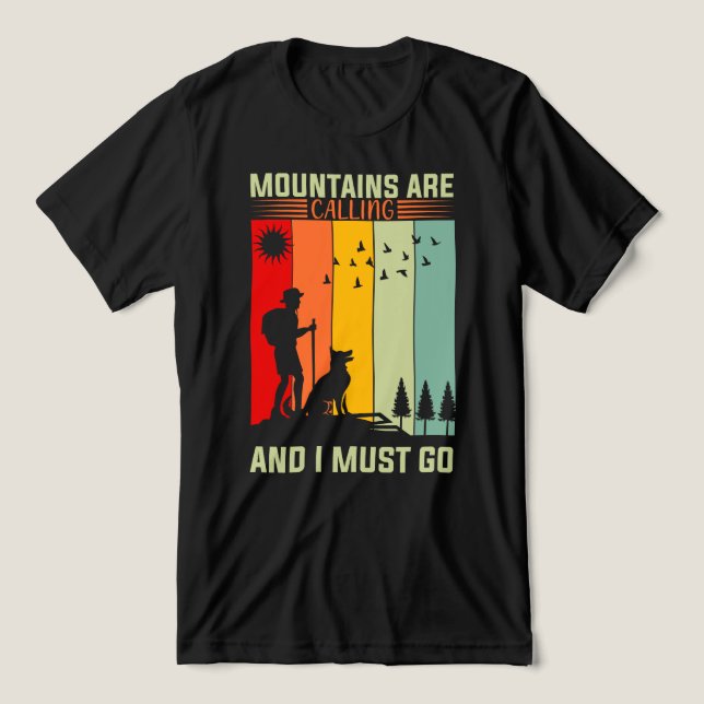 Sunset Hiker Dog Mountain are Calling Tri-Blend Shirt (Design Front)