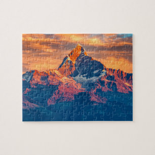 Sunset Himalaya Snow Mountains Nepal Travel Jigsaw Puzzle