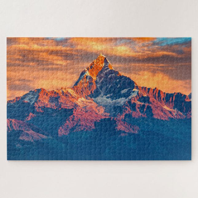 Sunset Himalaya Snow Mountains Nepal Travel Jigsaw Puzzle (Horizontal)