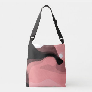 Sunset Horizon: Abstract Pink, Black & White Crossbody Bag