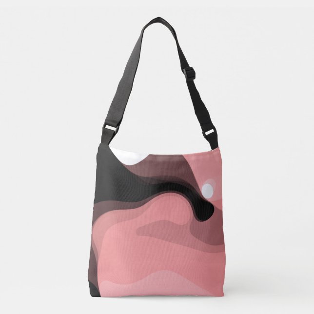 Sunset Horizon: Abstract Pink, Black & White Crossbody Bag (Front)