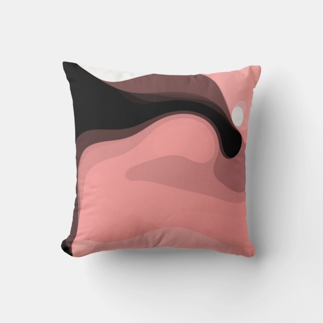 Sunset Horizon: Abstract Pink, Black & White Cushion (Front)