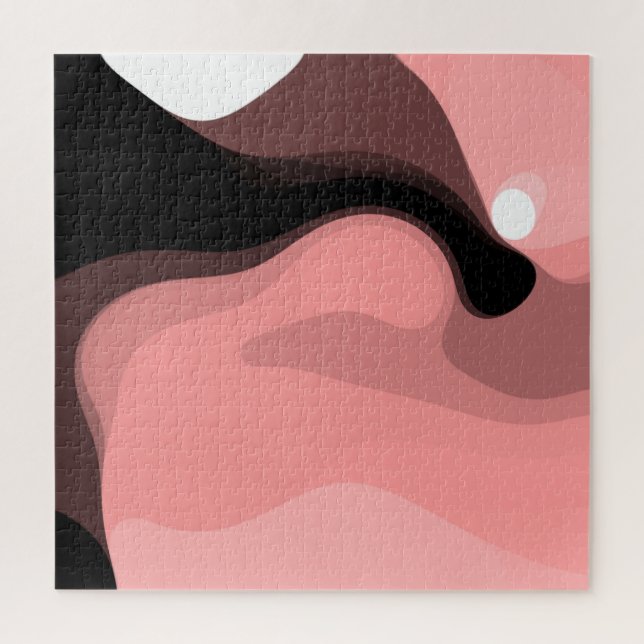 Sunset Horizon: Abstract Pink, Black & White Jigsaw Puzzle (Vertical)