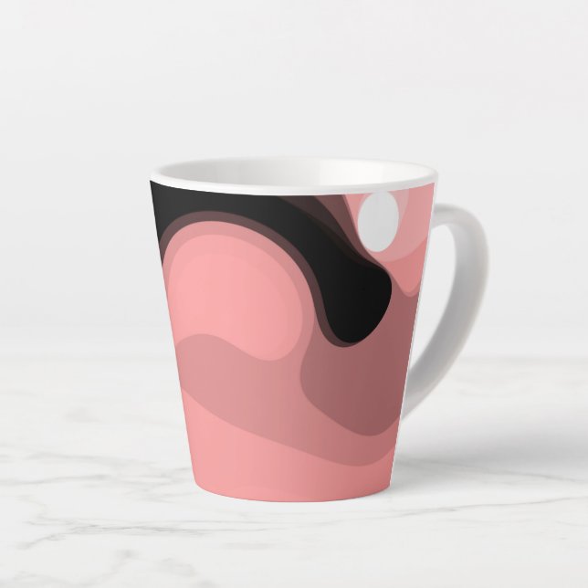 Sunset Horizon: Abstract Pink, Black & White Latte Mug (Right Angle)