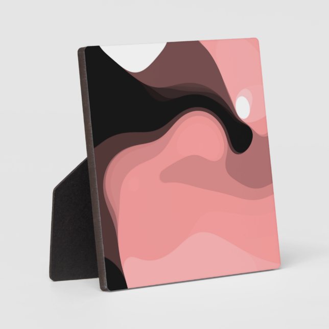 Sunset Horizon: Abstract Pink, Black & White Plaque (Front)