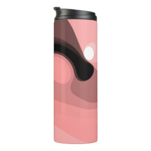 Sunset Horizon: Abstract Pink, Black & White Thermal Tumbler